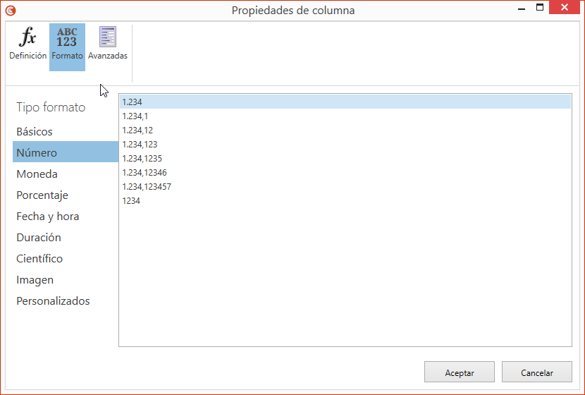 Propiedades de columna 2
